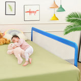 NNECW Foldable Mesh Bed Rail with Safety Straps for Toddlers-Blue