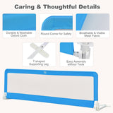 NNECW Foldable Mesh Bed Rail with Safety Straps for Toddlers-Blue