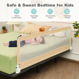 NNECW Foldable Mesh Bed Rail with Safety Straps for Toddlers-Beige