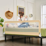 NNECW Foldable Mesh Bed Rail with Safety Straps for Toddlers-Beige