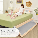 NNECW Foldable Mesh Bed Rail with Safety Straps for Toddlers-Beige