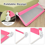 NNECW Foldable Mesh Bed Rail with Safety Straps for Toddlers-Pink