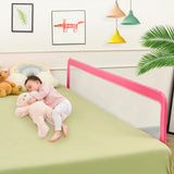 NNECW Foldable Mesh Bed Rail with Safety Straps for Toddlers-Pink