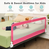 NNECW Foldable Mesh Bed Rail with Safety Straps for Toddlers-Pink