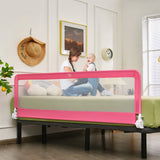 NNECW Foldable Mesh Bed Rail with Safety Straps for Toddlers-Pink