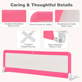 NNECW Foldable Mesh Bed Rail with Safety Straps for Toddlers-Pink