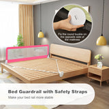 NNECW Foldable Mesh Bed Rail with Safety Straps for Toddlers-Pink