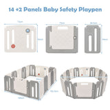 NNECW 16-Panel Foldable Baby Playpen with Safety Lock for Toddlers