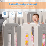 NNECW 16-Panel Foldable Baby Playpen with Safety Lock for Toddlers