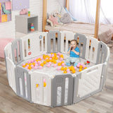 NNECW 16-Panel Foldable Baby Playpen with Safety Lock for Toddlers