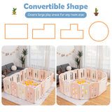 NNECW 16-Panel Foldable Baby Playpen with Safety Lock for Toddlers-Pink