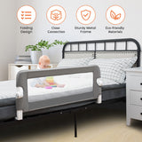 NNECW Foldable Baby Bed Rail for Toddlers with Soft Foam-White