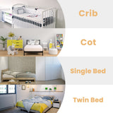 NNECW Foldable Baby Bed Rail for Toddlers with Soft Foam-White