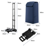 NNECW Folding Shopping Cart with 38 L Waterproof Bag for Grocery-Blue