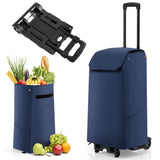 NNECW Folding Shopping Cart with 38 L Waterproof Bag for Grocery-Blue