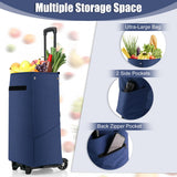 NNECW Folding Shopping Cart with 38 L Waterproof Bag for Grocery-Blue