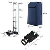 NNECW Folding Shopping Cart with 38 L Waterproof Bag for Grocery-Blue