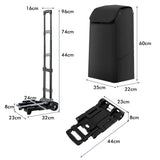 NNECW Folding Shopping Cart with 38 L Waterproof Bag for Grocery-Black