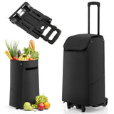 NNECW Folding Shopping Cart with 38 L Waterproof Bag for Grocery-Black