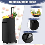 NNECW Folding Shopping Cart with 38 L Waterproof Bag for Grocery-Black