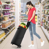 NNECW Folding Shopping Cart with 38 L Waterproof Bag for Grocery-Black