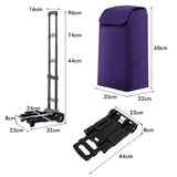 NNECW Folding Shopping Cart with 38 L Waterproof Bag for Grocery-Purple