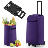 NNECW Folding Shopping Cart with 38 L Waterproof Bag for Grocery-Purple
