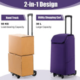 NNECW Folding Shopping Cart with 38 L Waterproof Bag for Grocery-Purple