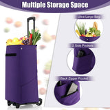 NNECW Folding Shopping Cart with 38 L Waterproof Bag for Grocery-Purple