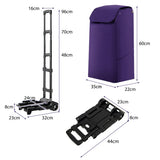 NNECW Folding Shopping Cart with 38 L Waterproof Bag for Grocery-Purple