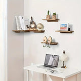 NNETM Rustic Wooden Wall Mounted Corner Shelf Set