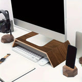 NNETM Premium Black Walnut Monitor Stand Riser with Underneath Storage