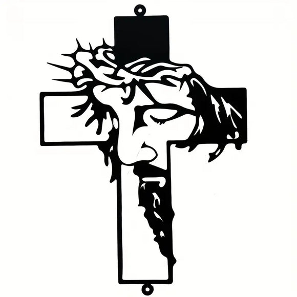 NNETM Metal Cross Sign Wall Art Decoration - Elegant Black Finish