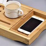 NNETM Stretchable Bamboo Bathtub and Bath Storage Rack - Natural Color