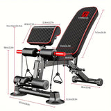 NNETM Adjustable Weight Bench for Full Body Exercise - Foldable, Multifunctional, Black&Red (1pc)