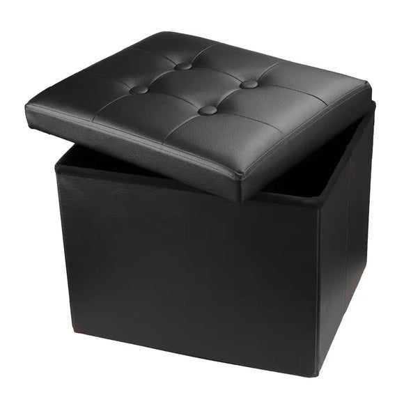 NNETM Foldable Leather Storage Stool - Stylish Lodge Design