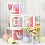 NNETM White LOVE Letter Wedding Decoration Set with Transparent Balloon Boxes (4 Boxes + LOVE Letters), 30cm