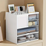 NNETM Modern White Desktop Office Desk Storage Box with Drawers - Rust Resistant