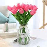 NNETM 5pcs Artificial Tulip Stems: Realistic Faux Tulip Flowers(Dark Pink (5pcs))