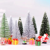 NNETM Set of 8 Pine Needle Christmas Tree Micro Bonsai Decorations