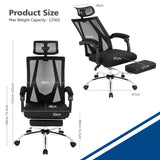 NNECW Ergonomic Recliner Mesh Office Chair with Adjustable Headrest for Home Office