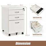 NNECW 3-Drawer File Cabinet with 2 Keys and Handles