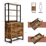 NNECW Freestanding 4-Tier Letter Size Lateral File Cabinet with Lock & Bookshelf
