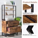 NNECW Freestanding 4-Tier Letter Size Lateral File Cabinet with Lock & Bookshelf