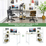 NNECW White Reversible Laptop Table with 4-tier Storage Shelves for Home/Office/Study Room