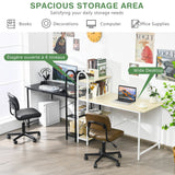 NNECW White Reversible Laptop Table with 4-tier Storage Shelves for Home/Office/Study Room