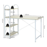 NNECW White Reversible Laptop Table with 4-tier Storage Shelves for Home/Office/Study Room