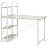 NNECW White Reversible Laptop Table with 4-tier Storage Shelves for Home/Office/Study Room