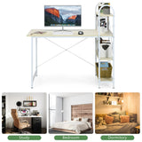 NNECW White Reversible Laptop Table with 4-tier Storage Shelves for Home/Office/Study Room