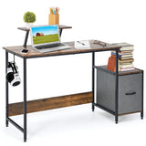 NNECW Computer Desk with Reversible Storage Drawer & Shelf